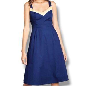 ModCloth Women’s Size 2 Blue Stripe Sweetheart Neckline A Line Verve Dress
